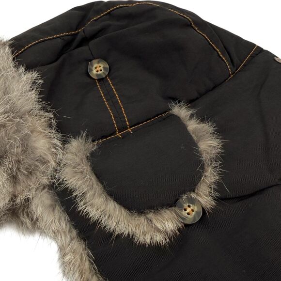 Mad Bomber Supplex Insulated Bomber Hat Gray Rabbit Fur Black XL - Picture 4 of 11
